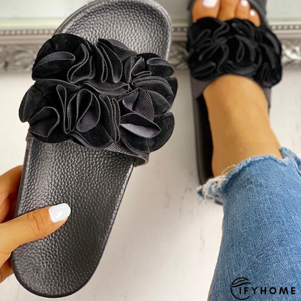 Women Flower Flat Heel Casual Summer Slippers | IFYHOME