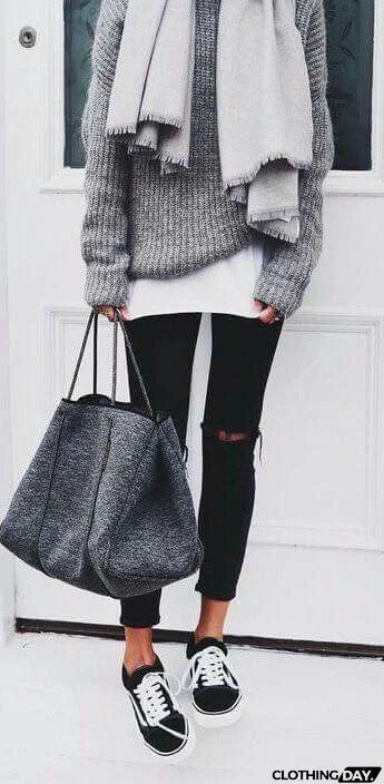 Oversized Scoop Neck Loose Fit Chunky Knit Sweater