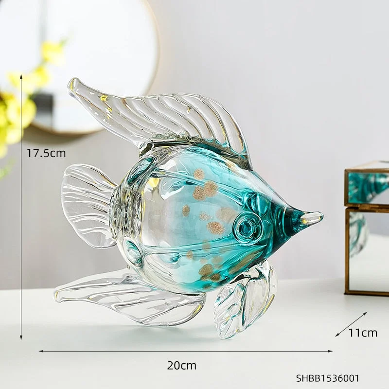 Creative Glass Fish Sculpture Modern Home Decoration Living Room Table Decoration Accessories Office Decoration Festival Gifts