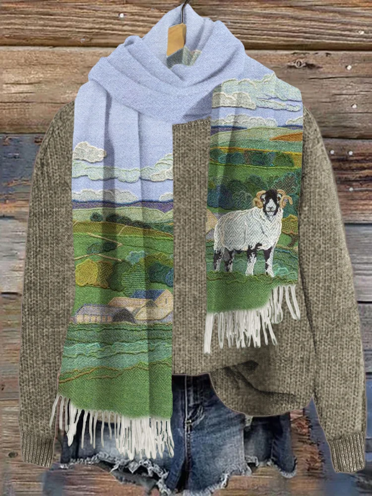 Comstylish Field & Sheep Cozy Knit Scarf