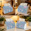 (24cm)Ice Blue Floral Butterfly 24cm DIY Diamond Painting Rhinestones Decorative Tissue Box Reusable Crystal Mosaic PU Tissue Holder for Home Car Desk Decoration Craft