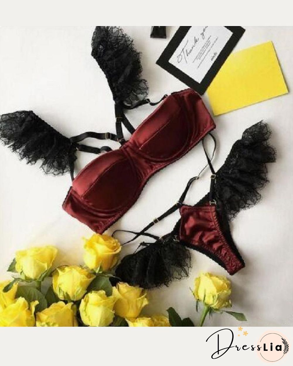 Lace Hem Patchwork Bra Sets P12975