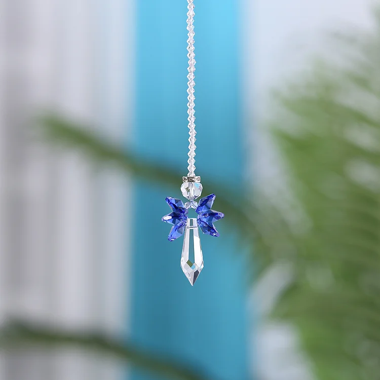 Crystal Angel Hanging Pendant Rainbow Maker Light Catcher Decor (Blue)