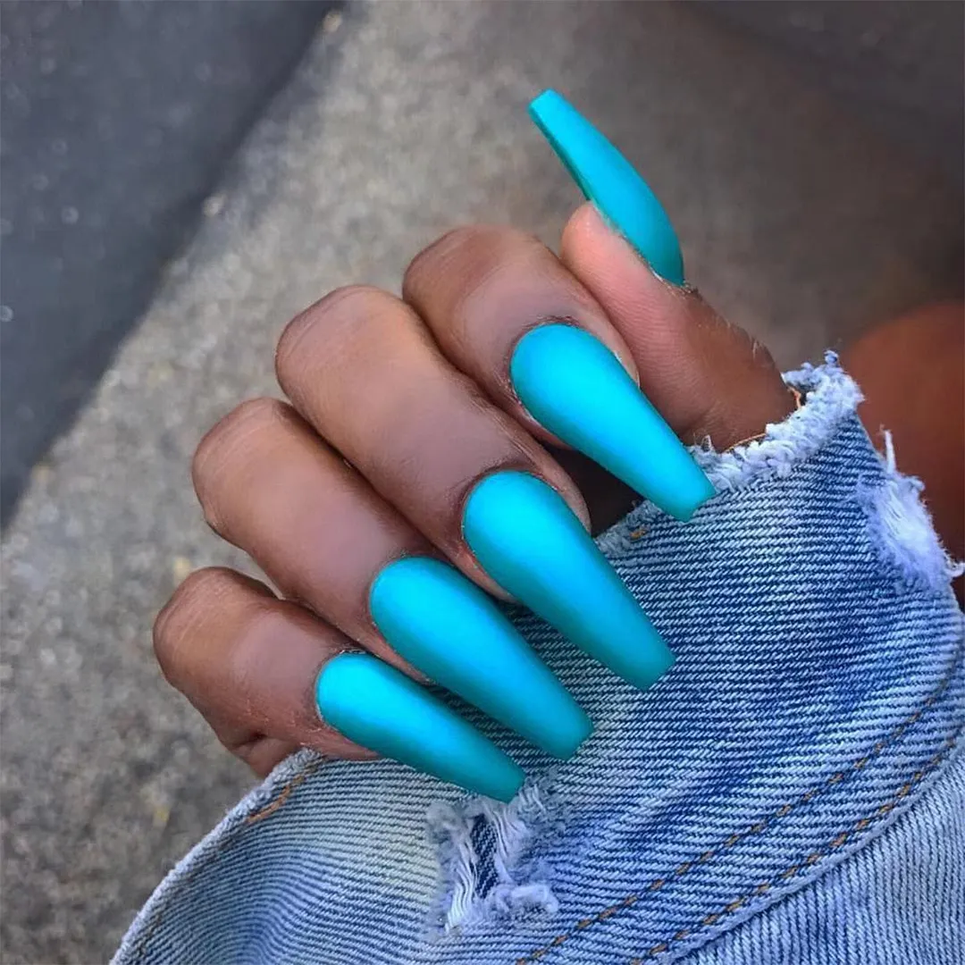 24pcs Long Ballerina Fake Nails Full cover Fake Nails Glue DIY Manicure Nail Art Tools-Nail Inspo