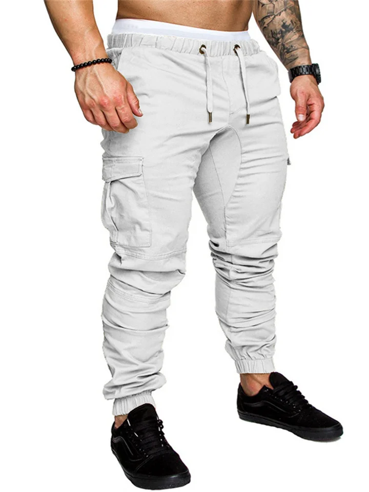Men's Cargo Pants Sweatpants Joggers Trousers Jogging Pants Drawstring Elastic Waist Multi Pocket Plain Sports Outdoor Daily Wear Cotton Casual Black Blue-Cosfine