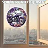 (18.5cm)DIY Acrylic Jigsaw Puzzle Window Hanging with Hanging Chain DIY Stained Glass Decoration Round Window Puzzle Decor for DIY Craft Project (Flower Motorbike)
