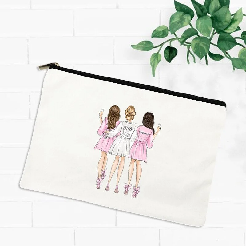 Best Friend Makeup Bag Women Cosmetic Bags Travel Toiletries Organizer Female Storage Make Up Case Purse Wedding Bridesmaid Gift