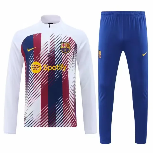 2023/2024 Barcelona Half-Pull Training Suit Red White Blue Jersey Set