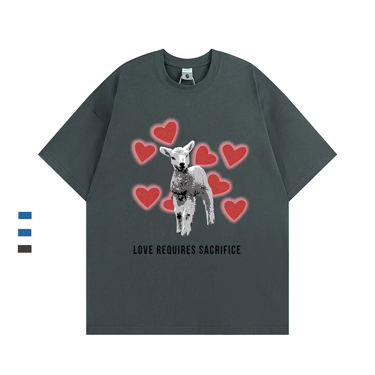 Loveciss®/ Sheep Heart Print Short Sleeve T-Shirt