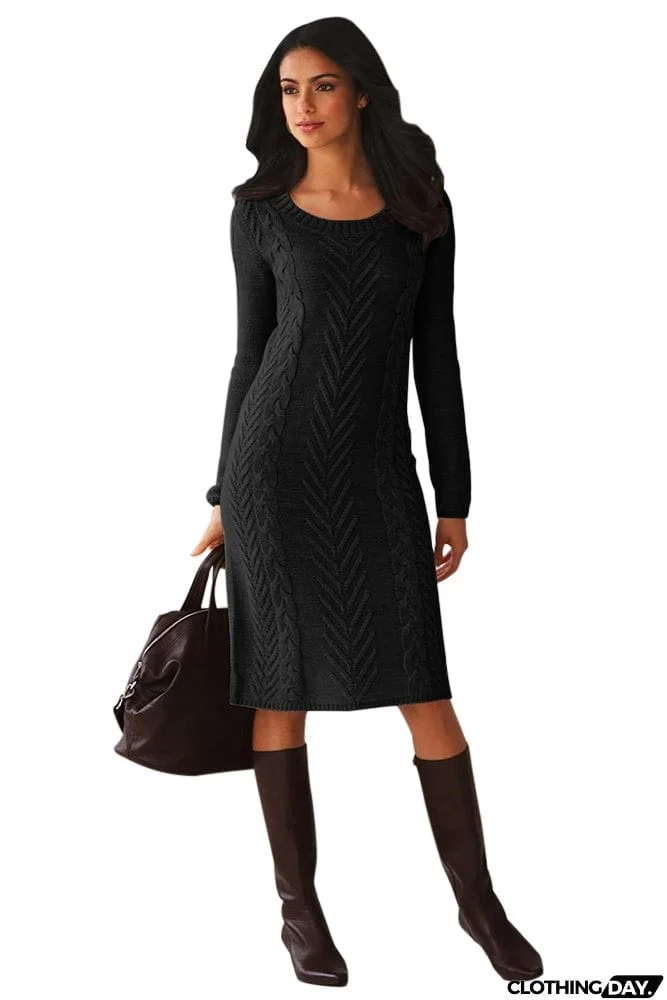 Coffee Womens Hand Knitted Sweater Dress