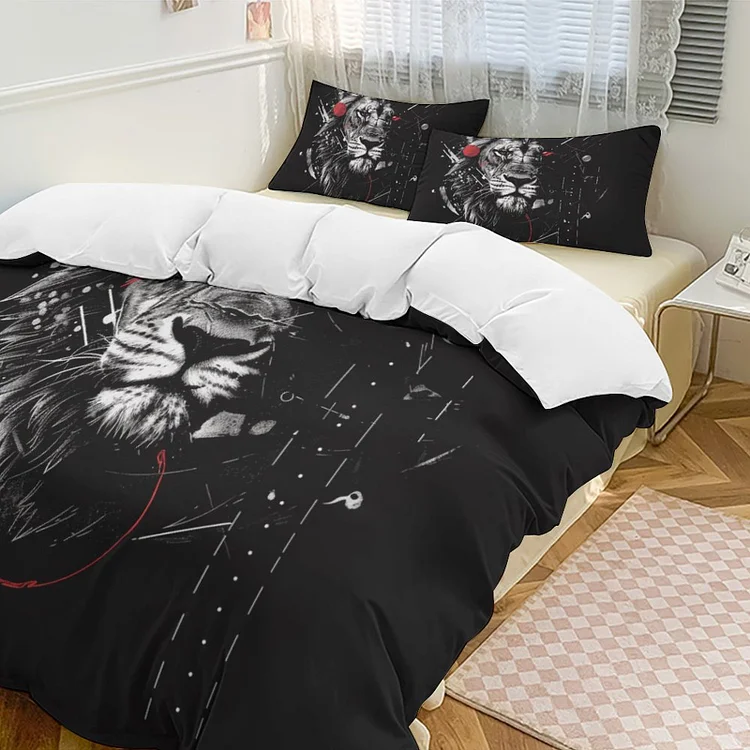 3-Piece Bedding Set (1 Duvet Cover + 2 Pillow Shams) ANGRY LION  customized, personalized, gift