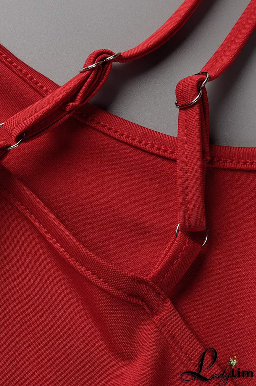 Red Fashion Sexy Solid Backless Spaghetti Strap Sleeveless Dress