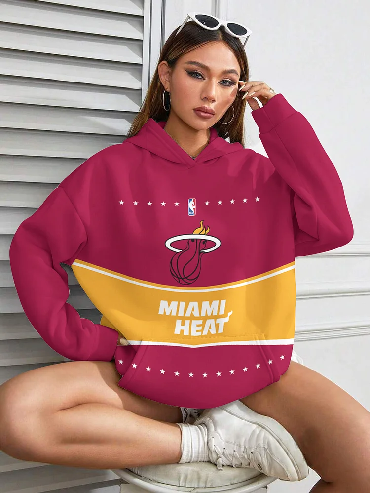 Miami Heat  Printed Hooded Pocket Pullover Hoodie