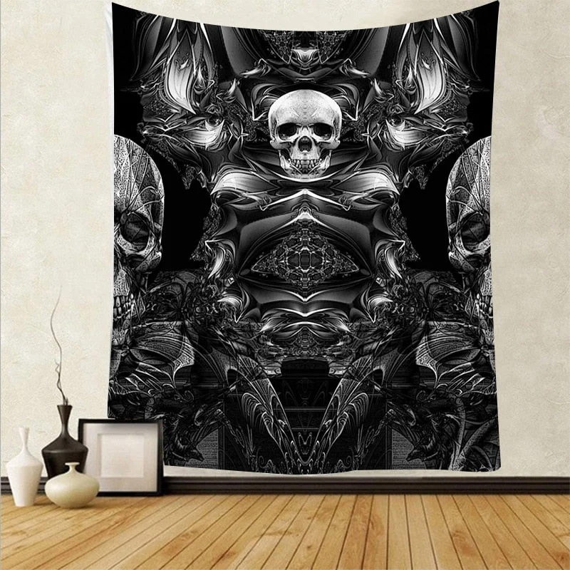 Skull King Moon Tapestry Mandala Carpet Hippie Divination Witchcraft Wall Hanging Blanket