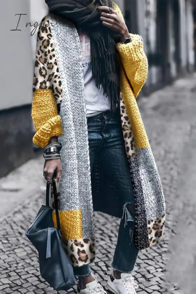 Ingvn - Casual Color Block Patchwork Cardigan Yellow / S Tops/Sweaters & Cardigans