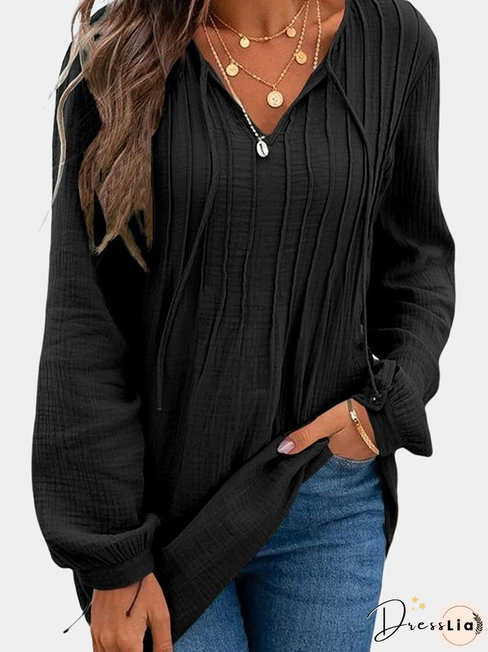 Lightweight Pleated Tunic Top