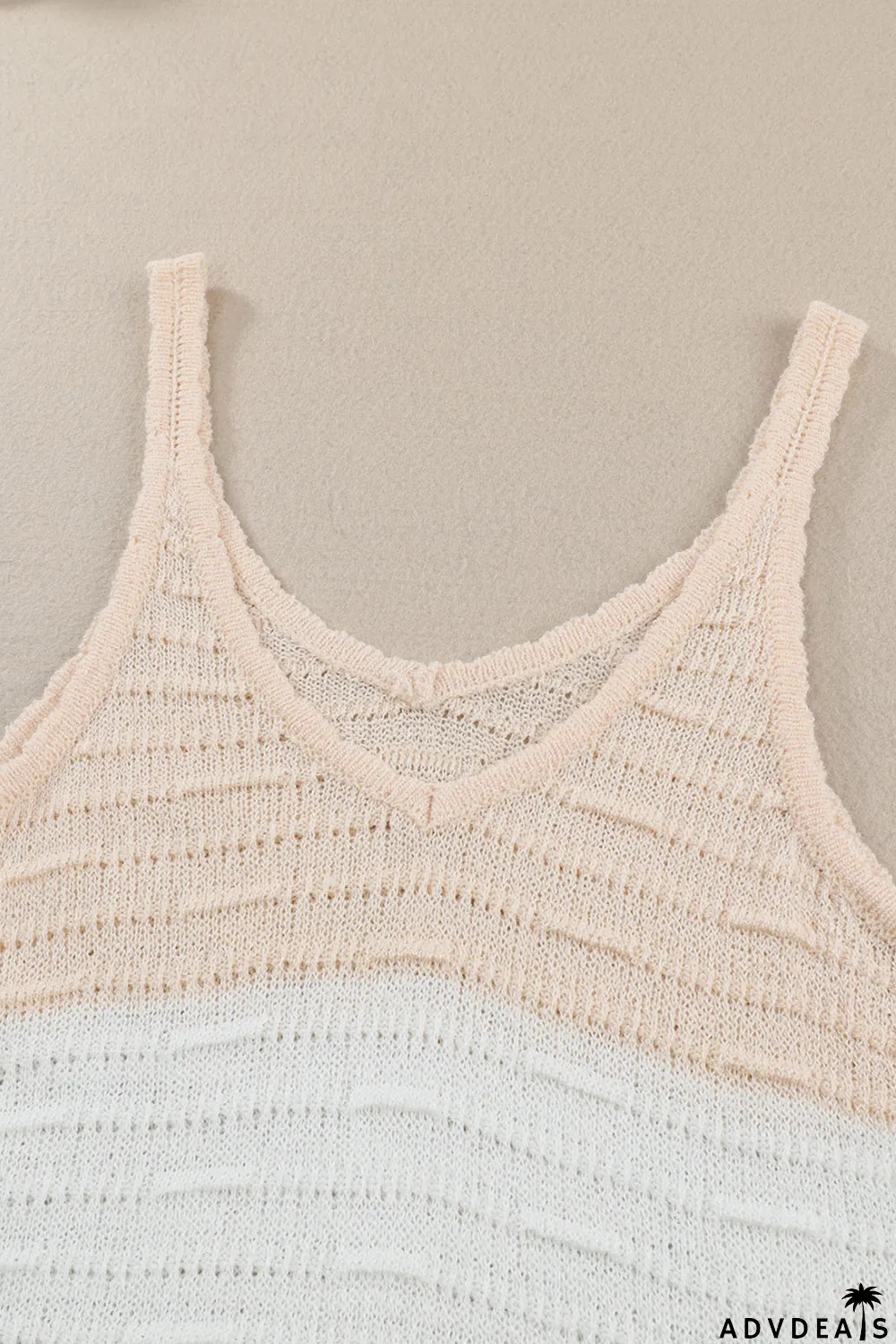 Khaki Striped Knit Color Block Tank Top