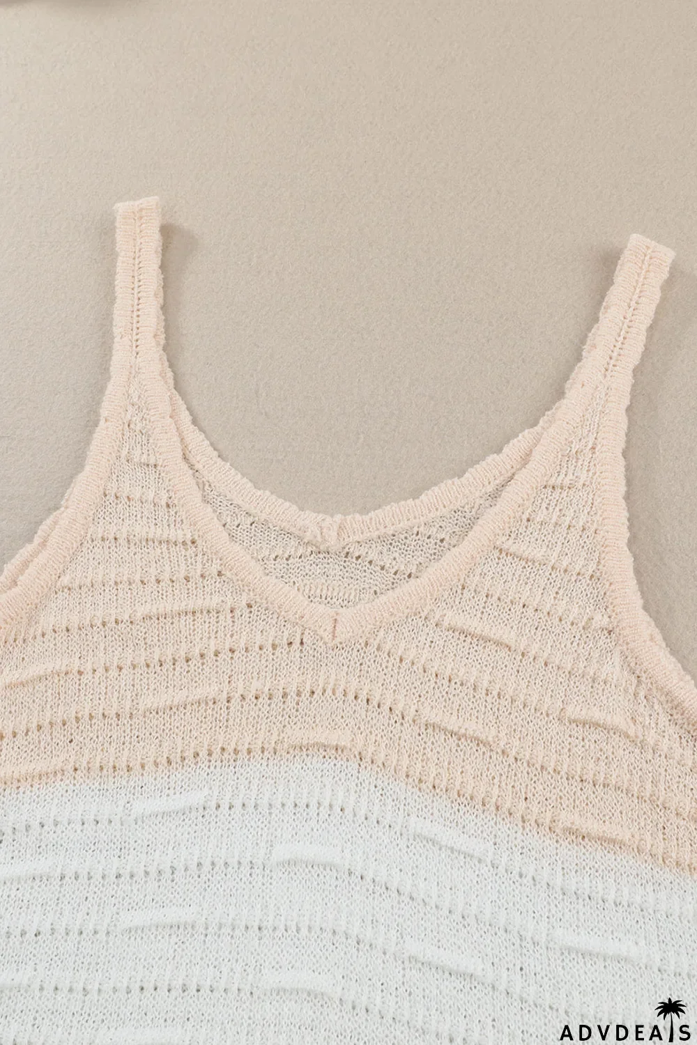 Khaki Striped Knit Color Block Tank Top