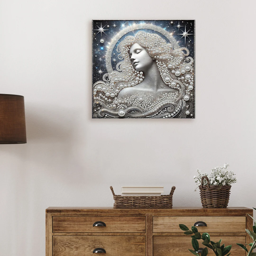 Celestial Pearl Goddess DIY Pearl Art Diamond Painting 30x30cm for Home Decor
