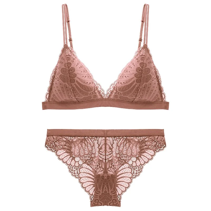 TERMEZY Sexy Lace Bra Set Lingerie Women Wireless Temptation Underwear Set Solid Bralette Soft Comfortable Bra Underwear