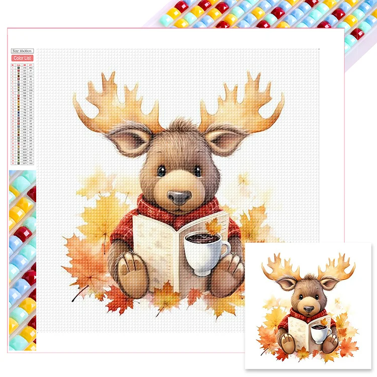 Autumn Animal Cup 30*30CM (Canvas) Full Square Drill Diamond Painting gbfke