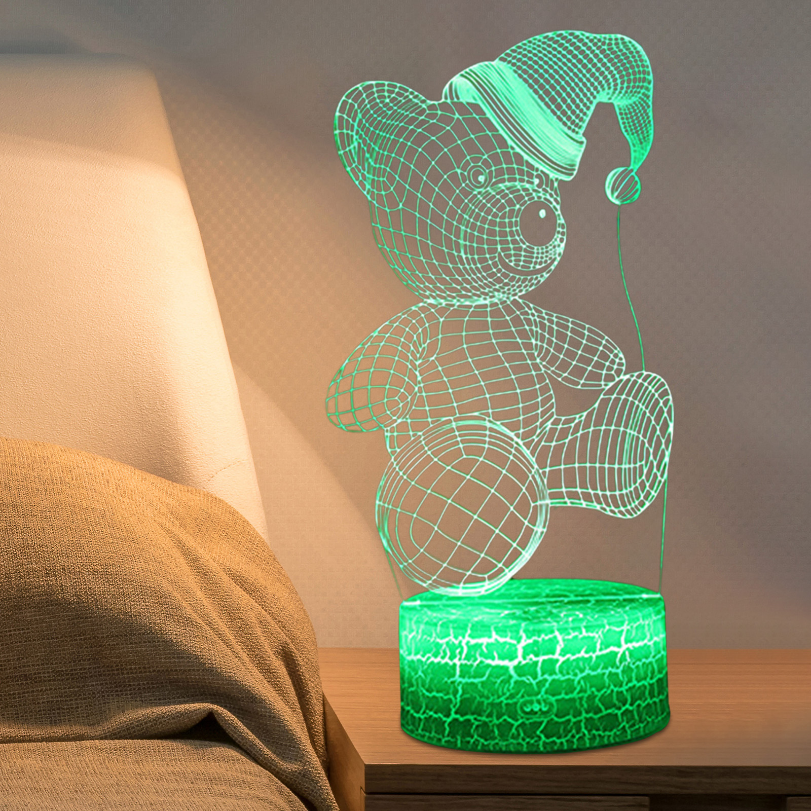 

Love Bear Illusion Touch Remote Color Change-3D Night Light, 501 Original