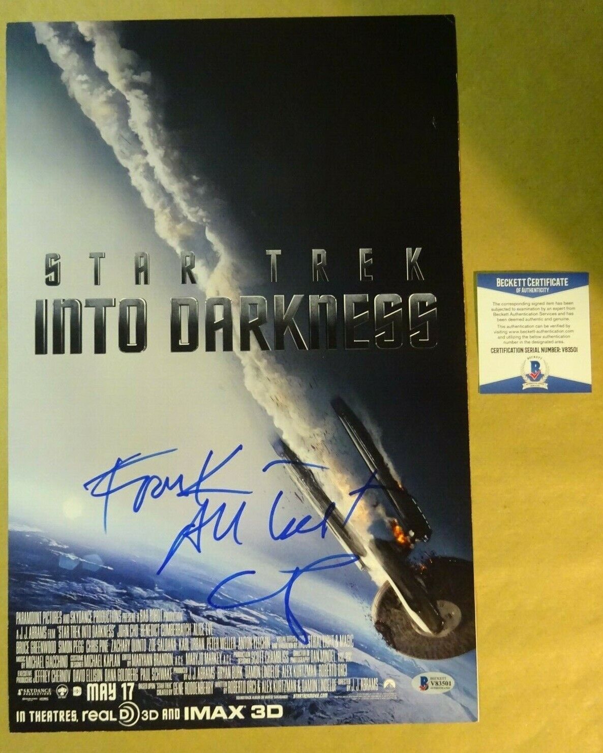 Signed CHRIS PINE Star Trek Into Darkness 11x17