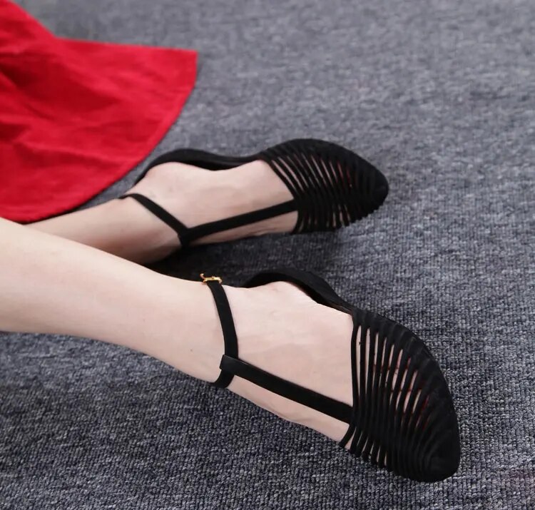 VCshoes Women Fairy Roman Hollow T-strap Sandals Lady Girl Dress Party Beach Shoes 34-40 Size Runs A Little Big Red Black