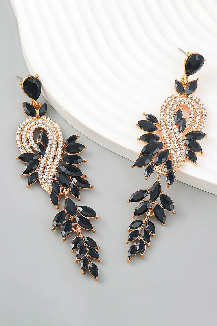 Rhinestone Colorblock Plant Decor Alloy Dangle Earrings