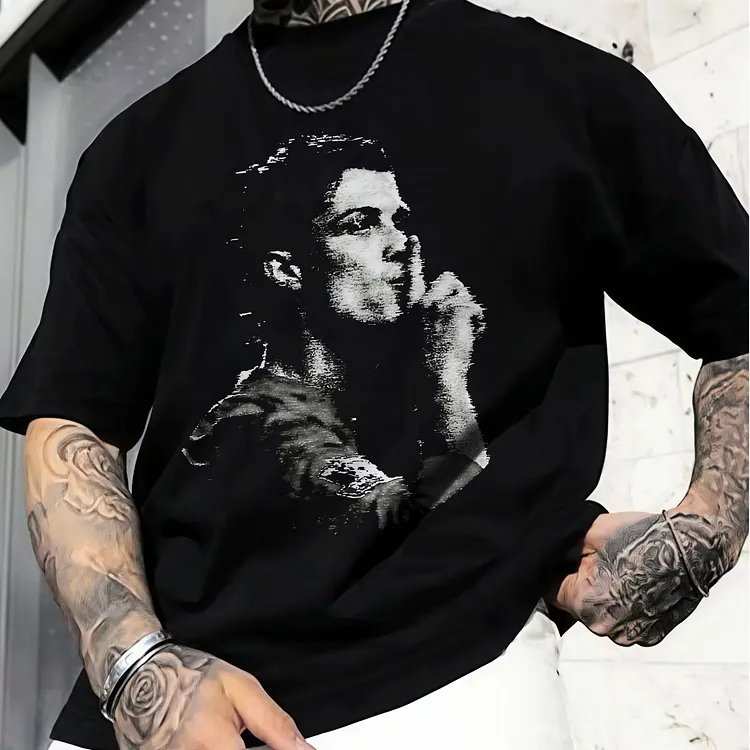 Vintage Portrait Graphic Printed Men's T-shirt