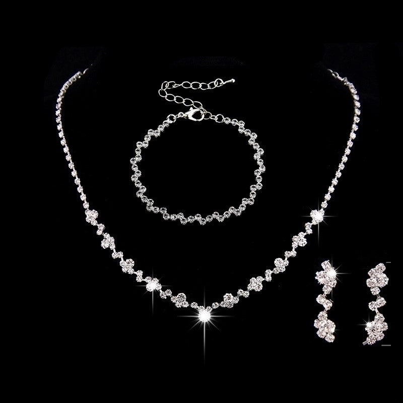 Minimalist Solid Color Rhinestone Inlay Zircon Jewelry Set