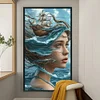 Silhouette Ocean Girl-11CT Stamped Cross Stitch 40*70cm/15.75*27.56in(Big Size) tapestrymarket