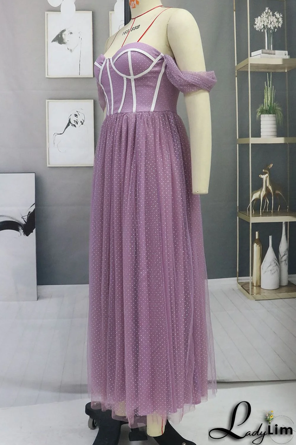 Apricot Sexy Elegant Solid Split Joint Strapless Evening Dress Dresses