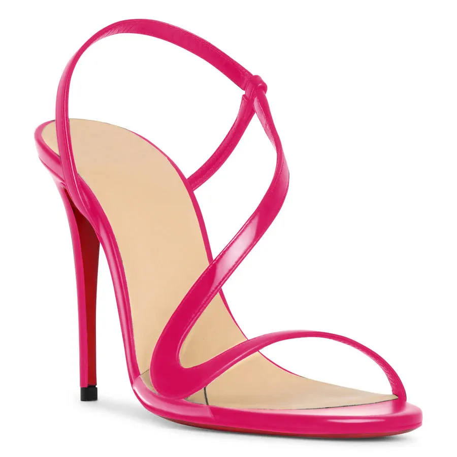 100mm/3.94 inch Spotlight Wavy Straps Sandals Red Bottom Stilettos-vocosishoes