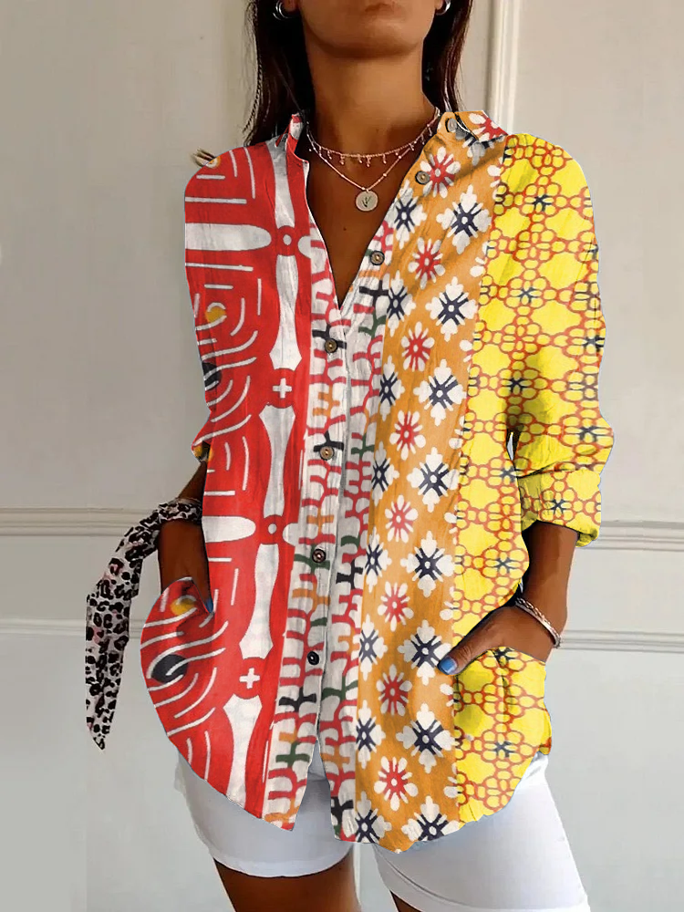 Classic Print Casual Long Sleeve Shirt