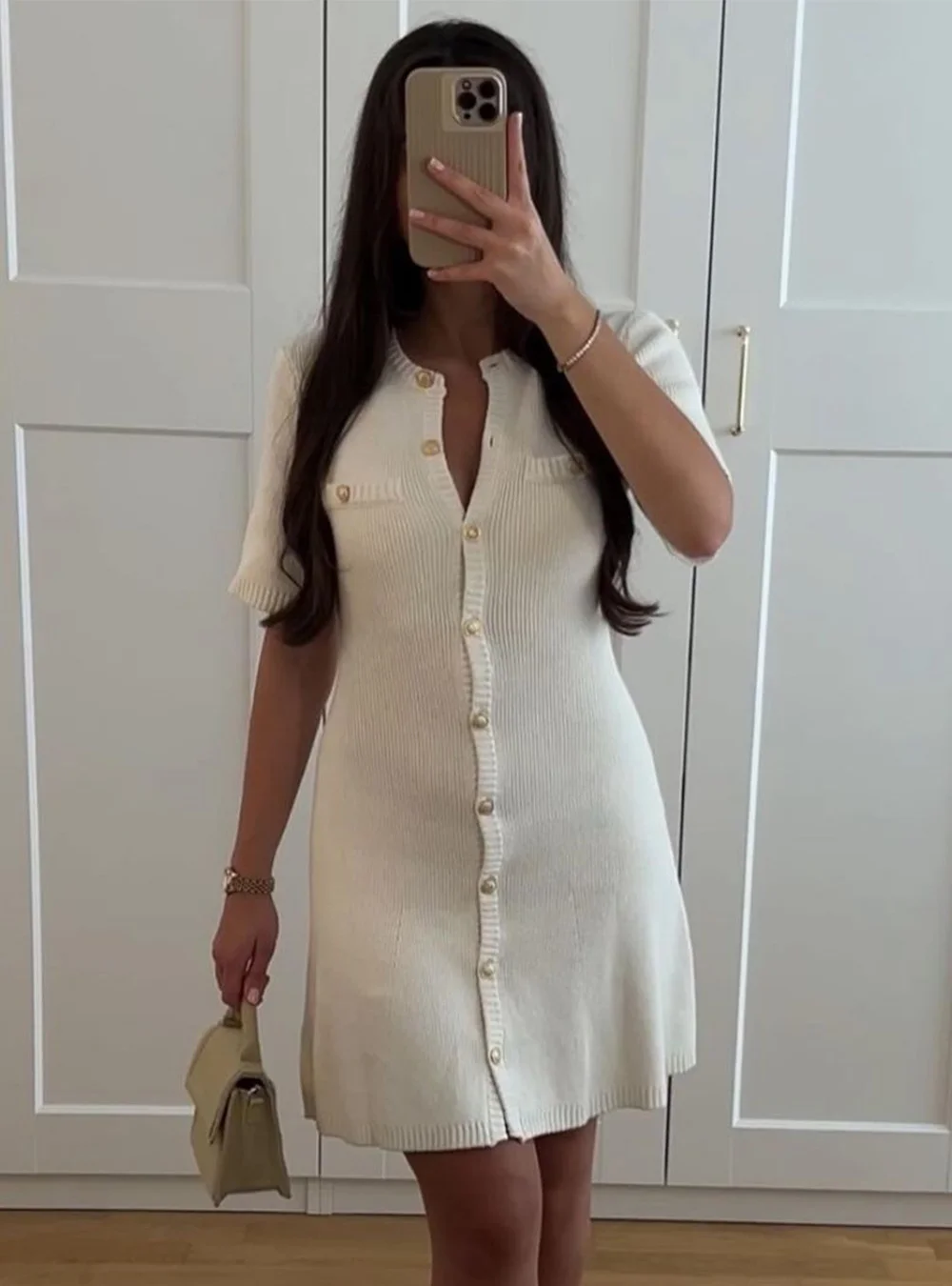 Uveng Uveng A Dress Elegant Little Fragrant Knitted Dress Sexy Metal Buckle 2024 Spring And Summer Dress