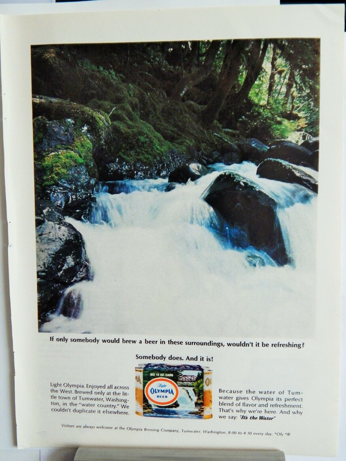 OLYMPIA BEER ORIG. VTG 1966 Photo Poster painting AD, RARE EPHEMERA