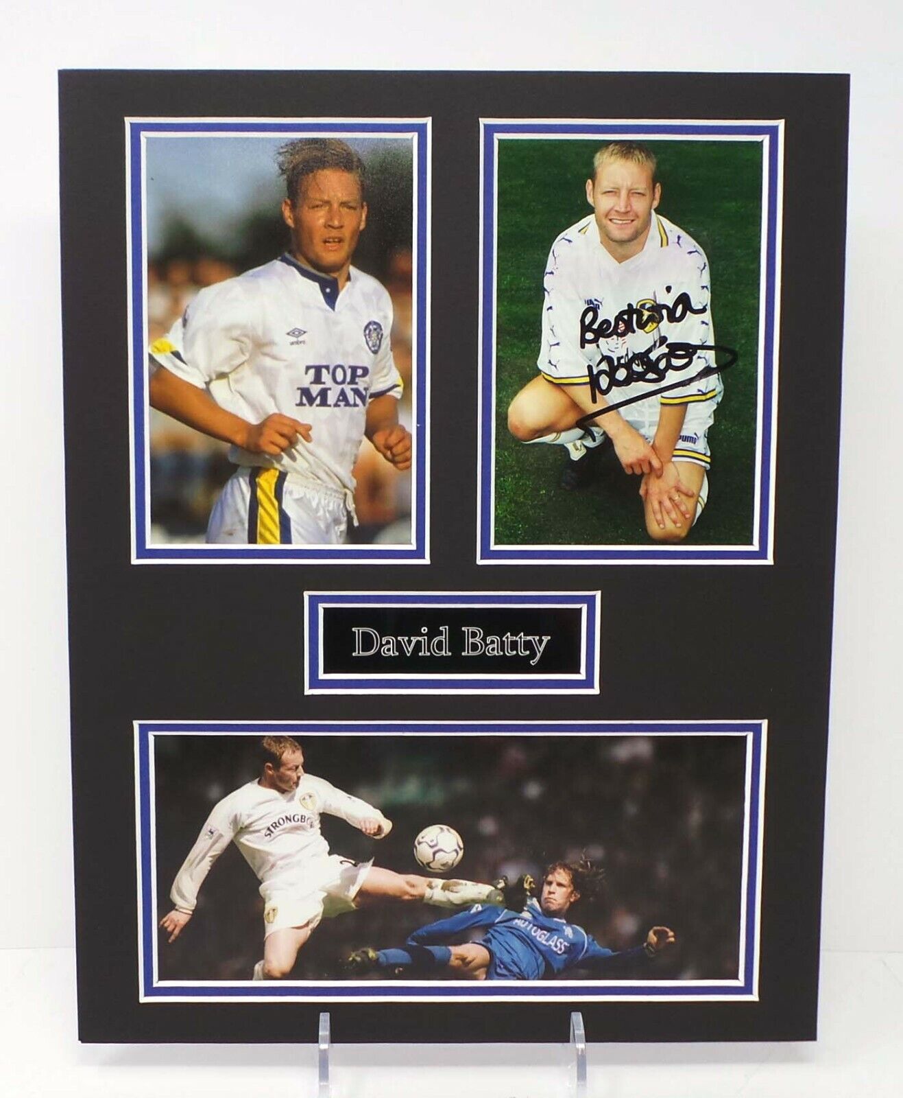 David BATTY Signed Mounted Leeds United Legend 14x11 Photo Poster painting Display AFTAL RD COA