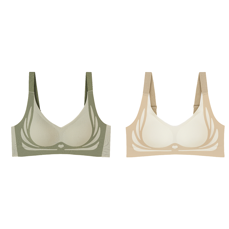 Xinyulin 2 PCS/SET Women Super Gather Wireless Push-up Bra Female Gathered Up Padded Support Bras Seamless Vest Bra Bralette Underwear
