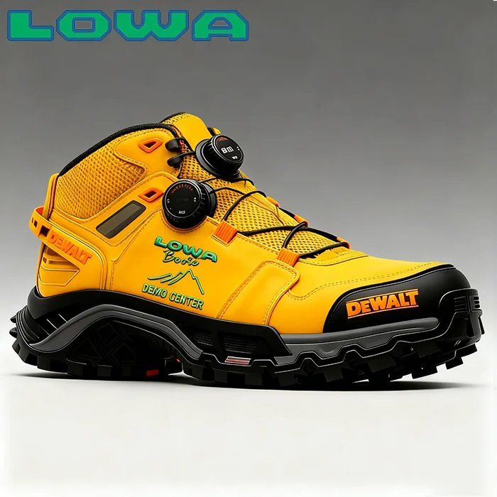 Wodoodporne obuwie LOWA® i DEWALT® idealnie nadaje się do pracy i aktywności na świeżym powietrzu.