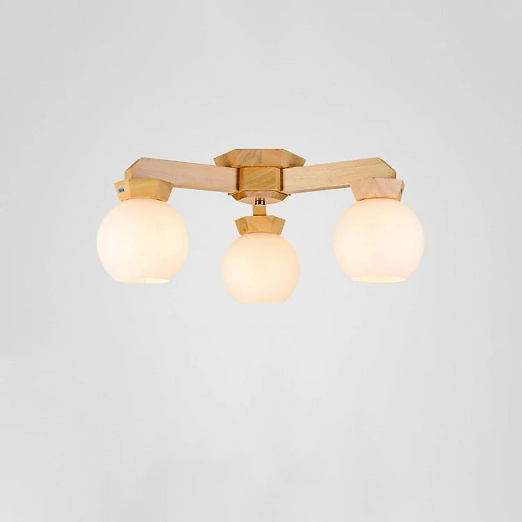 Nordic Style Modern Wood Chandelier LED Globe Chandelier - Appledas