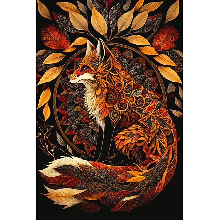 【Huacan Brand】Autumn Leaves Fox 11CT Stamped Cross Stitch 40*60CM