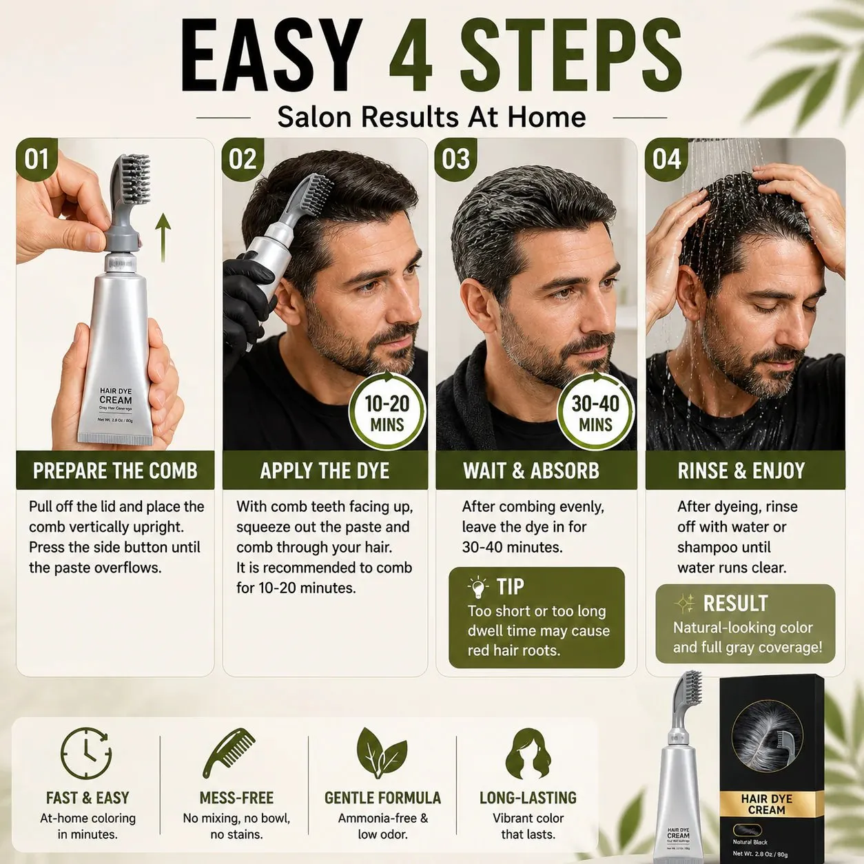 Gentle ammonia free hair dye formula