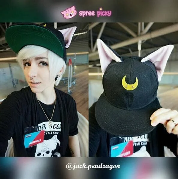 Black/White Sailor Moon Luna/Artemis Beanie Kitty Cap Snapback SP153109