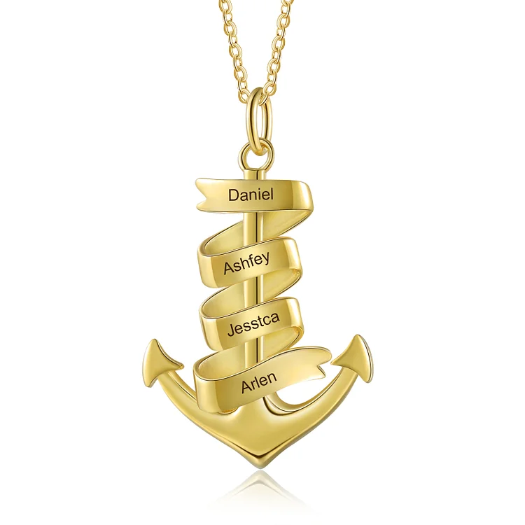Collier d'ancre marine nautique Pirate ancre pendentif 4 Prénoms Personnalisés Collier Homme Jessemade FR