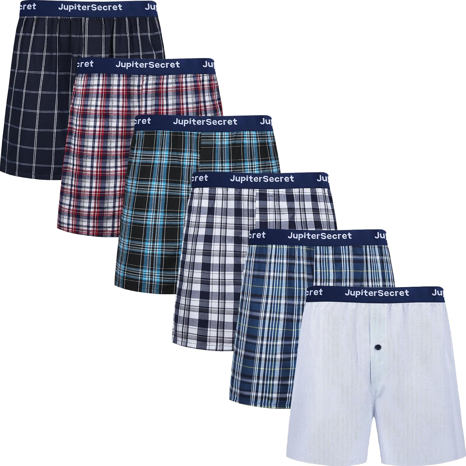 🎉JupiterSecret Men's Woven Boxers Underwear Pack Cotton Boxer Shorts Assorted Colors
