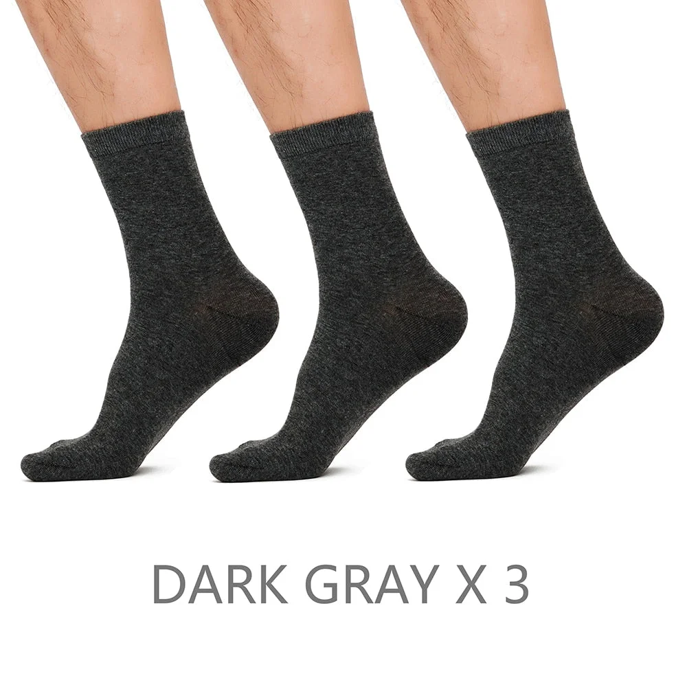 Aonga 3 Pairs/Lot New Men's Cotton Socks New styles Black Business Men Socks Soft Breathable Autumn Spring for Male White Big Size
