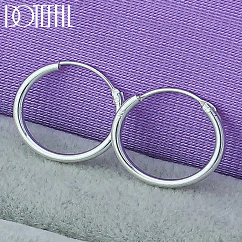 DOTEFFIL 925 Sterling Silver 30mm Smooth Circle Hoop Earrings For Woman Jewelry