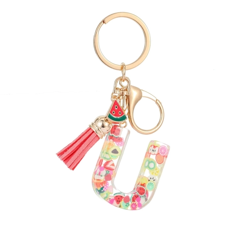 Cute Letter Tassel Watermelon Resin Unisex Keychain