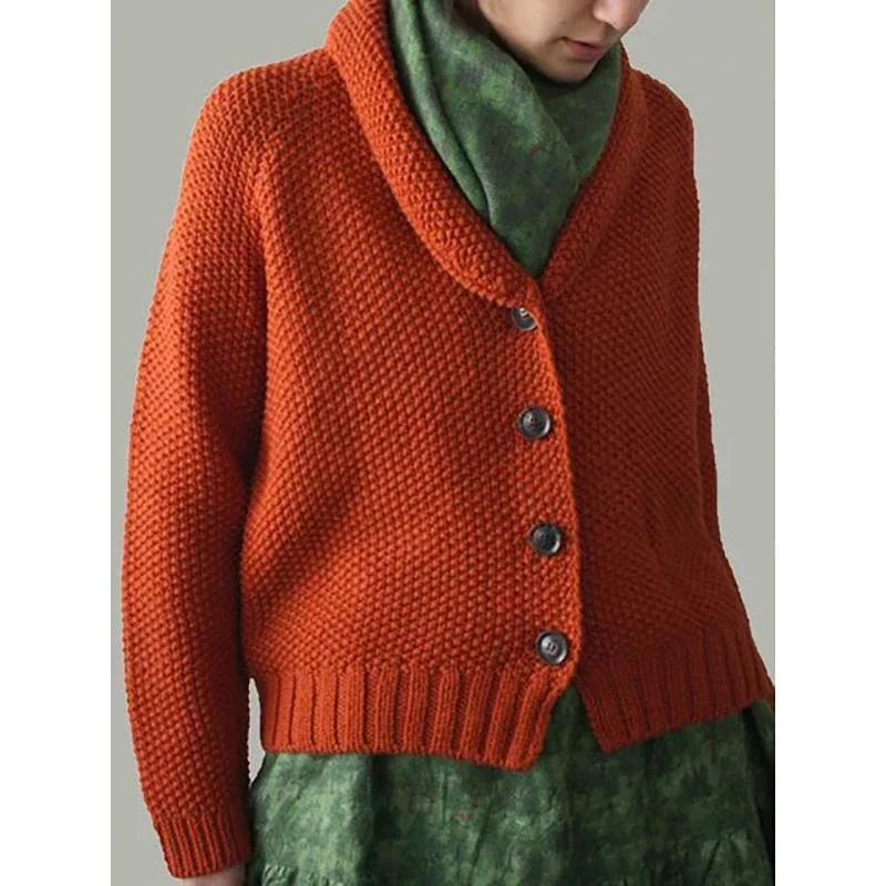 Solid Vintage Buttoned Outerwear
